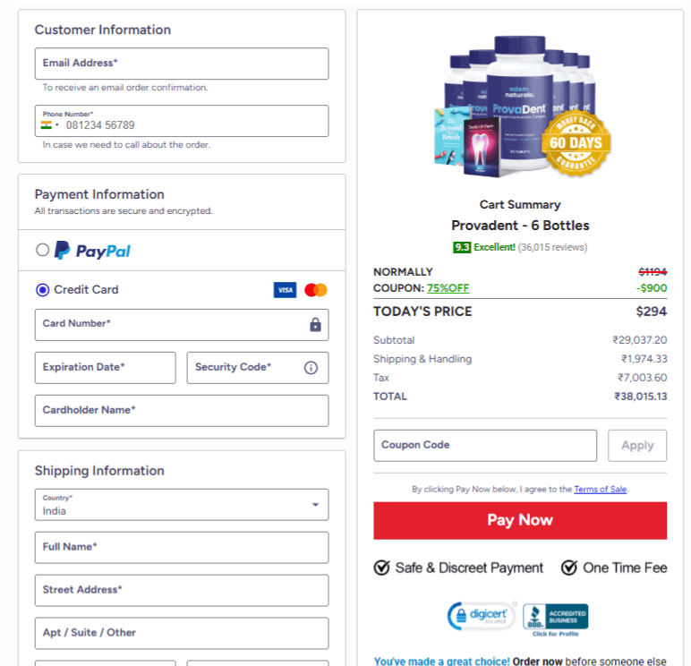 provadent-order-page